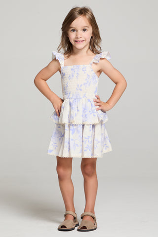 Saltwater Littles Raynbow Mini Dress in Bluebell Blue Rose
