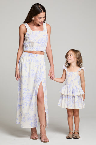 Saltwater Littles Raynbow Mini Dress in Bluebell Blue Rose