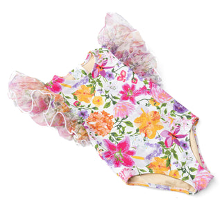 Shade Critters, Shade Critters Tulle Sleeve 1pc Swimsuit - Summer Gardens - Basically Bows & Bowties