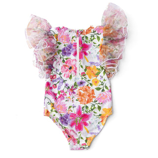Shade Critters, Shade Critters Tulle Sleeve 1pc Swimsuit - Summer Gardens - Basically Bows & Bowties