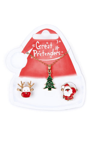 Great Pretenders Christmas Tree Necklace & Rings Set, Great Pretenders, All Things Holiday, cf-type-earrings, cf-vendor-great-pretenders, Christmas, Christmas Necklace, Creative Education, Gr