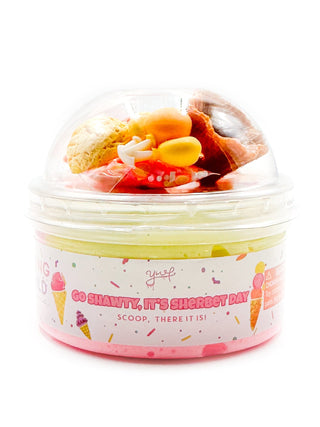 Young Wild and Friedman Slime - Go Shawty It’s Sherbet Day!
Jar of ice cream with colorful toppings on a white background