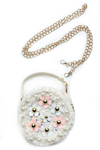 Sparkle Sisters Flower Girl Purse - Ivory, Sparkle Sisters, Handbag, Purse, Sparkle Sister Flower Girl Purse, Sparkle Sisters, Sparkle Sisters by Couture Clips, Tiny Treats, Tweed Handbag, Ha