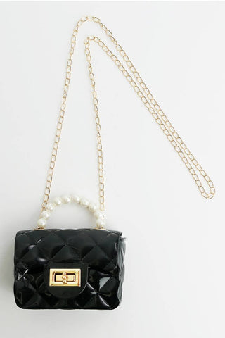 Sparkle Sisters Jelly Bag w/Pearl Handle - Black, Sparkle Sisters, Black, Handbag, Jelly Bag, Jelly Bag w/Pearl Handle, Purse, Sparkle Sisters by Couture Clips, Sparkle Sisters Handbag, Spark