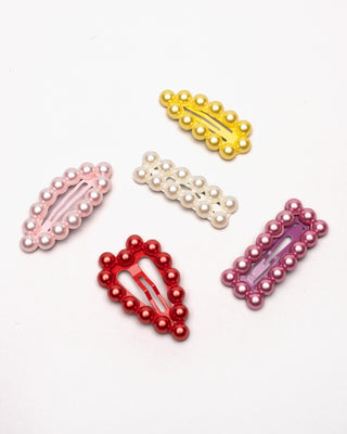 Super Smalls Chit Chat Pearl Snap Clips, Super Smalls, Barrette, cf-type-hair-clip, cf-vendor-super-smalls, Hair Clip, Hair Clip Set, Hair Clips, Pearl, Super Smalls, Hair Clip - Basically Bo