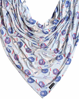 Lev Baby Swaddle - Home Run, soft and cozy baby swaddle with baseball-themed design, ideal for newborn comfort and snug sleeping.