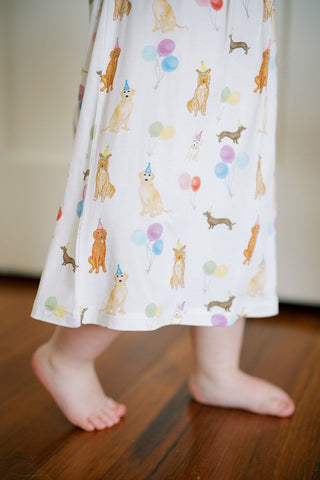 The Uptown Baby Bamboo Short Sleeve Dress Set - Pink Party Dogs