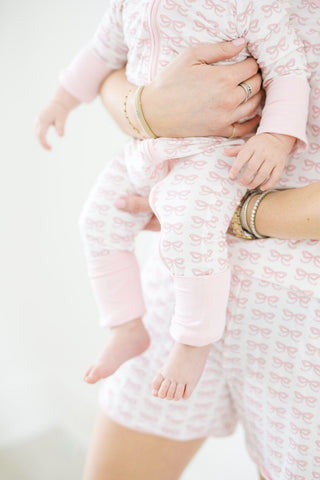 The Uptown Baby Convertible Zip Romper - Pink Bows
