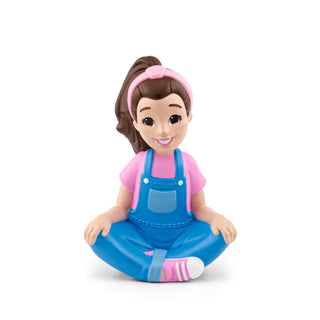Tonies Character - Ms. Rachel Toy figure of a girl in blue overalls and pink shirt on a white background