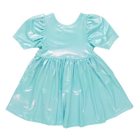 Pink Chicken, Pink Chicken Girls Laurie Dress - Turquoise Lame - Basically Bows & Bowties
