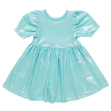Pink Chicken, Pink Chicken Girls Laurie Dress - Turquoise Lame - Basically Bows & Bowties