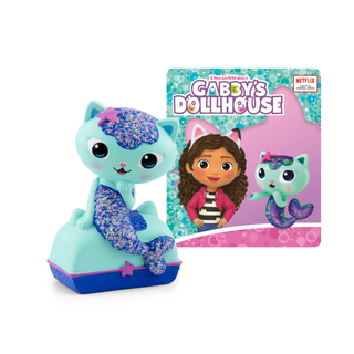 Tonies Character - Dreamworks: Gabby's Dollhouse: MerCat
Toy cat with mermaid tail next to its packaging featuring a character from 'Gabby's Dollhouse'.