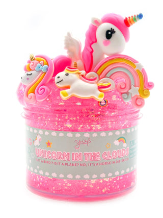 Young Wild and Friedman Slime -  Unicorn in the Clouds 
Pink toy container with unicorn design on a white background