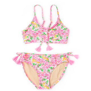 Shade Critters Crochet Trim Tie Back Bikini - Fresh Floral Pink