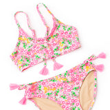 Shade Critters Crochet Trim Tie Back Bikini - Fresh Floral Pink