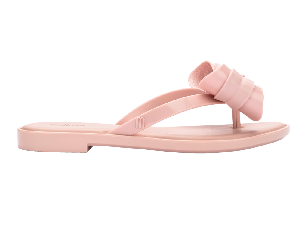 Melissa Flip Flop Slim V AD Pink Glitter Pink Basically Bows Bowties