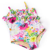 Shade Critters Ruffle Front 1pc Swimsuit - Watercolor Floral