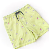 Shade Critters Boys H2O Appearing Embroidered Swim Trunks - Citron Sharks
