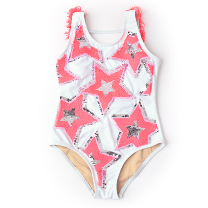 Shade Critters Flip Sequin Fringe Back 1pc Swimsuit - Stars