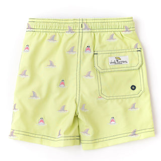 Shade Critters Boys H2O Appearing Embroidered Swim Trunks - Citron Sharks