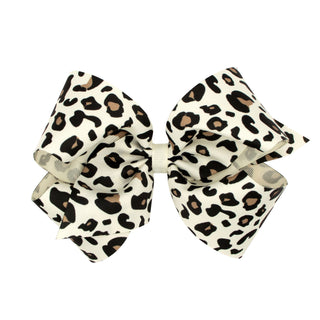 Antique White Leopard Print Hair Bow on Clippie, Wee Ones, Alligator Clip, Alligator Clip Hair Bow, Animal Print, cf-size-king, cf-size-medium, cf-size-mini, cf-type-hair-bow, cf-vendor-wee-o