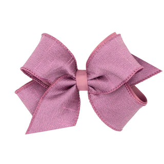 Medium Dupioni Silk Overlay Grosgrain Bow on Clippie, Wee Ones, cf-type-hair-bow, cf-vendor-wee-ones, Dupioni Silk Overlay Grosgrain Bow on Clippie, Medium Dupioni Silk Overlay Grosgrain Bow 