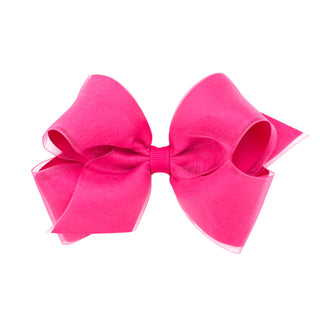 Wee Ones, Medium Overlay Grosgrain Bow on Clippie - Basically Bows & Bowties