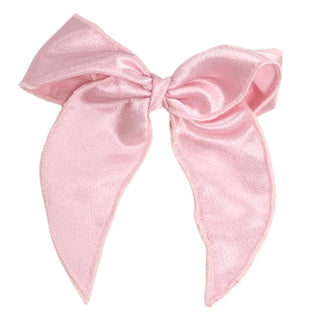 Medium Satin Streamer Bow on Clippie - Pink, Wee Ones, cf-type-hair-bow, cf-vendor-wee-ones, Holiday Hair Bow, pink, Satin, Satin Hair Bow, Streamer Bow, Wee Ones, Wee Ones Hair Bow, Hair Bow