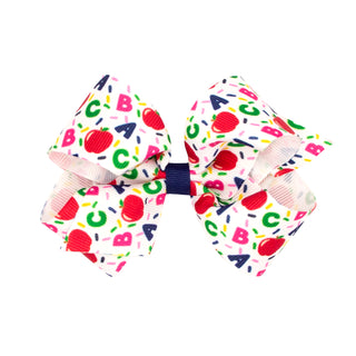 Wee Ones Back To School Confetti Grosgrain Hair Bow on Clippie Medium