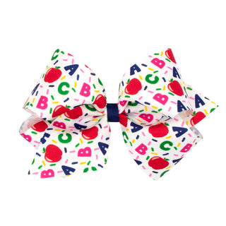 Wee Ones Back To School Confetti Grosgrain Hair Bow on Clippie King