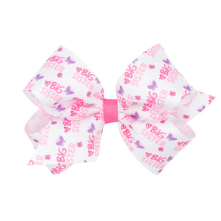 Wee Ones Big Sister Printed Grosgrain Hair Bow on Clippie Medium