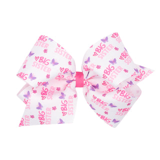 Wee Ones Big Sister Printed Grosgrain Hair Bow on Clippie King