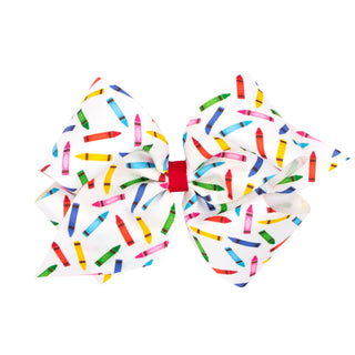 Wee Ones Back To School Crayon Grosgrain Hair Bow on Clippie King