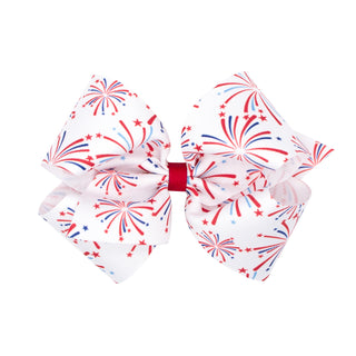 Wee Ones Fireworks Printed Grosgrain Hair Bow on Clippie King