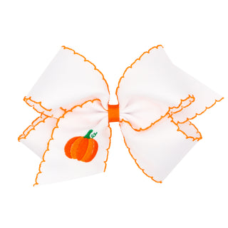 Harvest Embroidered Moonstitch Grosgrain Hair Bow on Clippie, Wee Ones, Alligator Clip, Alligator Clip Hair Bow, cf-size-king, cf-size-medium, cf-type-hair-bow, cf-vendor-wee-ones, Clippie, C
