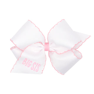Wee Ones Moonstitch Embroidered Big Sis King Hair Bow on Clippie