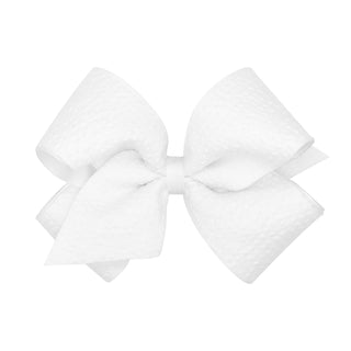 Wee Ones Seersucker Overlay Grosgrain Hair Bow on Clippie - White King