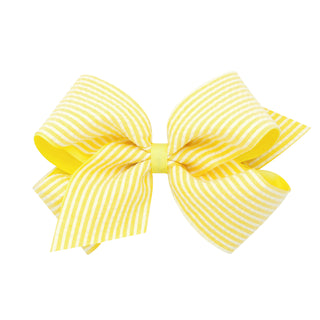 Wee Ones Seersucker Overlay Grosgrain Hair Bow on Clippie - Yellow King