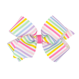 Wee Ones Medium Stripe Print Grosgrain Hair Bow on Clippie
