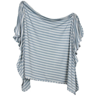 Lou Lou and Company Swaddle Blanket - Wells
Blue and white striped top with ruffled shoulders on a white background