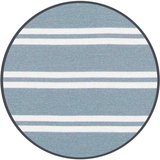 Lou Lou and Company Wells
Round rug with blue and white striped pattern on a white background