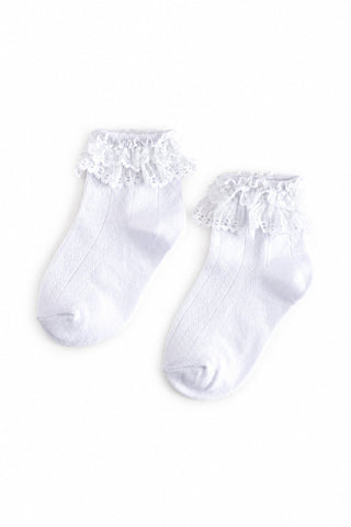 Little Stocking Co Lace Bobby Socks - White