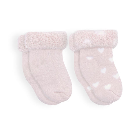 Kushies 2 Pack Terry Newborn Sock Set - Pink Heart, Kushies Baby, Baby Socks, cf-type-socks, cf-vendor-kushies-baby, Kushie Baby, Kushies, Kushies Baby Socks, Kushies Newborn Socks, Newborn S