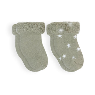 Kushies 2 Pack Terry Newborn Sock Set - Sage Star, Kushies Baby, Baby Socks, cf-type-socks, cf-vendor-kushies-baby, Gender Neutral, Gender Neutral Baby Gift, Gender Neutral Unisex, Kushie Bab