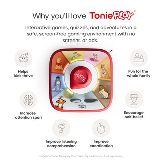 Disney Winnie the Pooh Toniebox 2 Full Play Set - Sky Blue
ToniePlay product with features listed on a white background