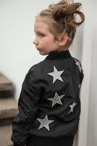 Sparkle by Stoopher Black Stars Bomber Jacket, Sparkle by Stoopher, Bomber Jacket, Els PW 5060, Jacket, Sparkle by Stoopher, Sparkle by Stoopher Black Stars Bomber Jacket, Sparkle by Stoopher