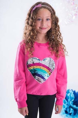 Sparkle by Stoopher Rainbow Heart Sequin Sweatshirt, Sparkle by Stoopher, Els PW 5060, flip sequins, Heart, Sequin Heart, Smiley Face Sweatshirt, Sparkle by Stoopher, Sparkle by Stoopher Rain