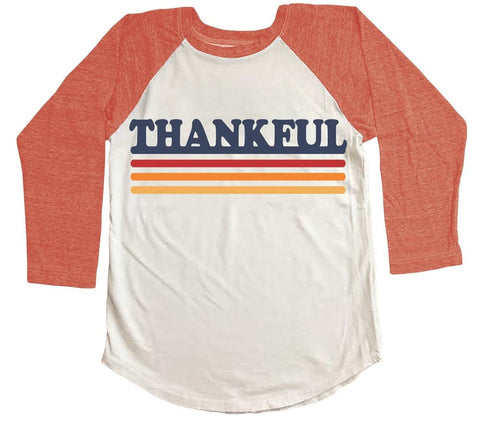 Tiny Whales Thankful L/S Raglan Tee, Tiny Whales, cf-size-10y, cf-type-short-sleeve-tee, cf-vendor-tiny-whales, CM22, Made in the USA, Thanksgiving, Thanksgiving T-Shirt, Thanksgiving Tee, Ti