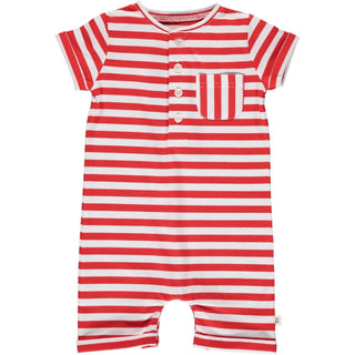 Me & Henry Red/White Ribbed Stripe Camborne Henley Romper, Me & Henry, Boys Clothing, cf-size-0-3-months, cf-size-3-6-months, cf-type-romper, cf-vendor-me-&-henry, CM22, Infant Boy Clothing, 