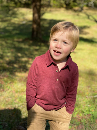 Me & Henry Wine Millington L/S Polo Shirt, Me & Henry, cf-size-6-7y, cf-type-polo-shirt, cf-vendor-me-&-henry, CM22, JAN23, Me & Henry, Me & Henry Fall 2021, Me & Henry L/S Polo Shirt, Me & H